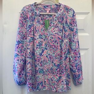 Lilly Pulitzer Elsa Silk Top
NWT
Size: Large
Color: Multi - La Playa
